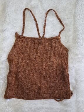 Mango Brown Knit Ribbed Top